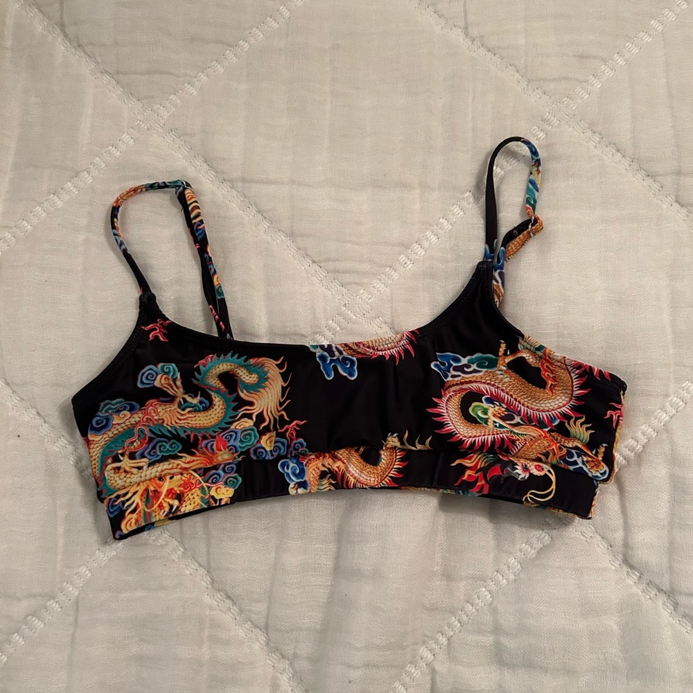 shein dragon print bikini top